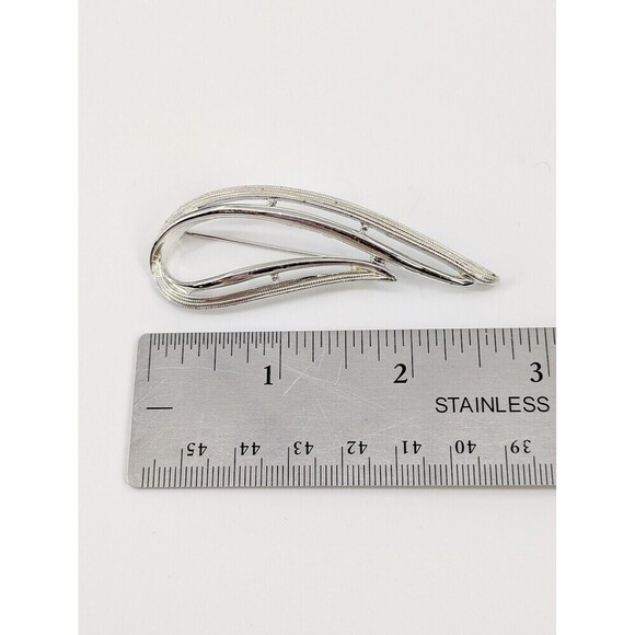 Vintage Sarah Coventry Swirl Brooch Abstract Silver Tone Signed Timeless - Picture 8 of 12